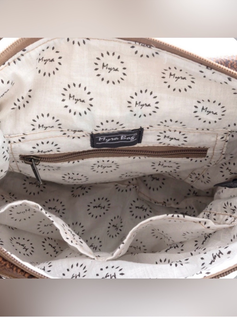 Myra Bag Brown Crossbody with Blue Floral Print - Picture 5 of 5